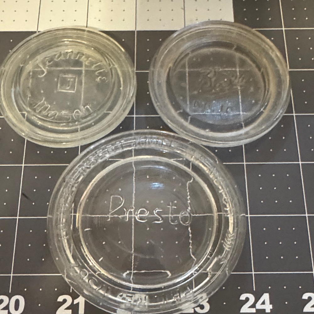Lot of 3 Vintage Glass Jar Lids